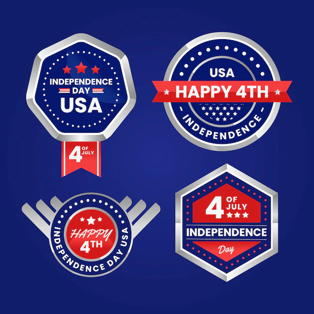 Free Vector | Realistic 4th of july label collection