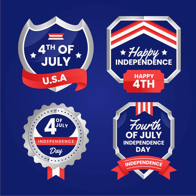 Free Vector | Realistic 4th of july label pack
