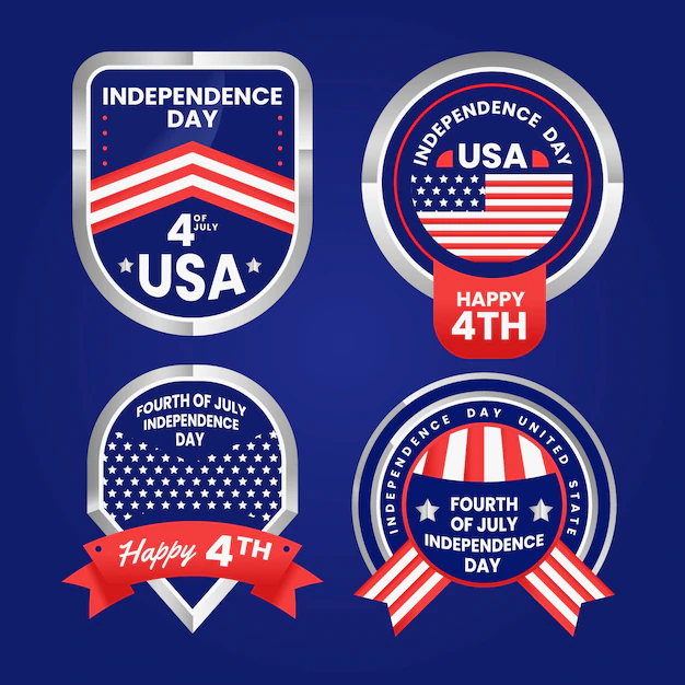 Free Vector | Realistic 4th of july label set