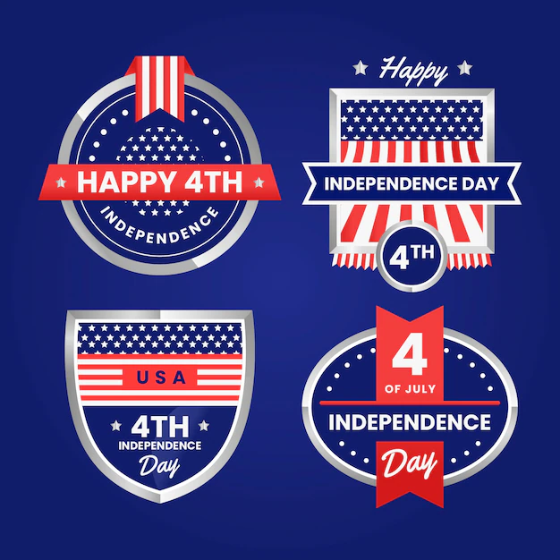 Free Vector | Realistic 4th of july logo pack