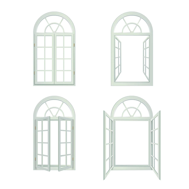 Free Vector | Realistic arched windows set