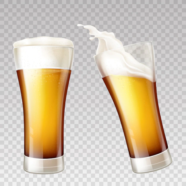 Free Vector | Realistic beer splashes in transparent glass