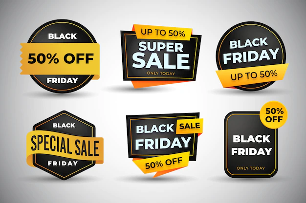 Free Vector | Realistic black friday labels collection