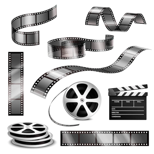 Free Vector | Realistic clapper photographic strips and film