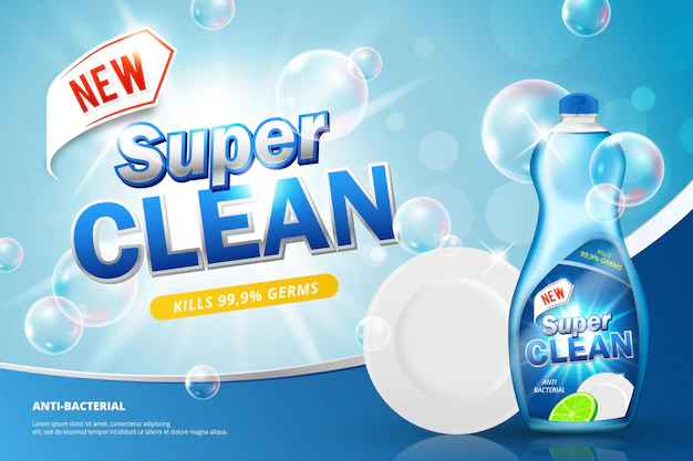 Free Vector | Realistic cleaning products ad