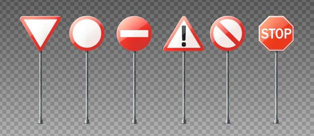 Free Vector | Realistic collection of warning and information road signs