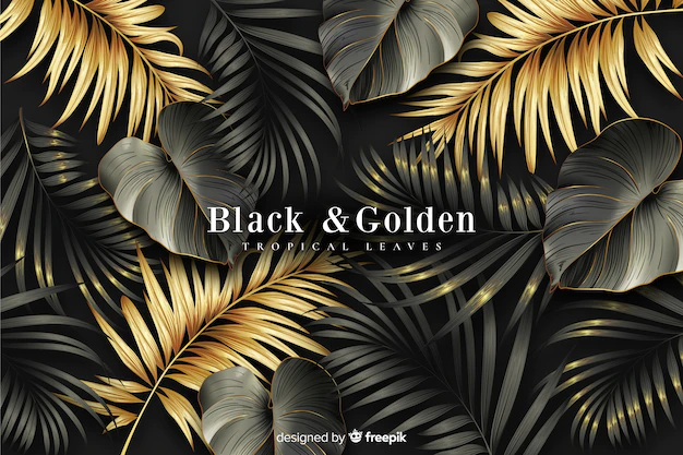 Free Vector | Realistic dark and golden leaves background