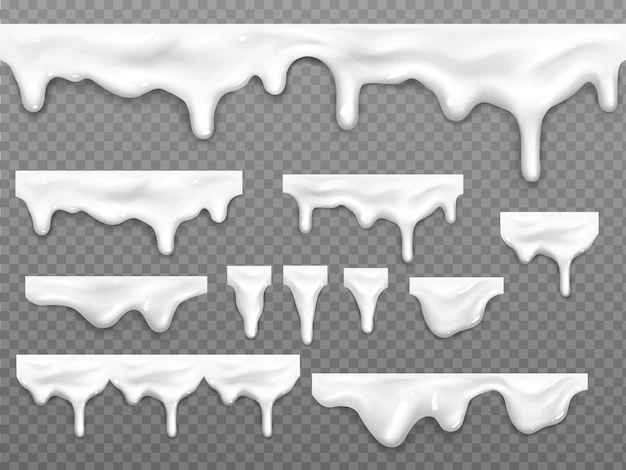 Free Vector | Realistic dripping milk drops, melted white liquid