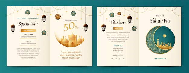 Free Vector | Realistic eid al-fitr brochure template