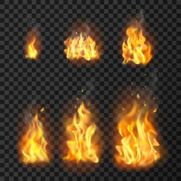 Free Vector | Realistic fire flames set