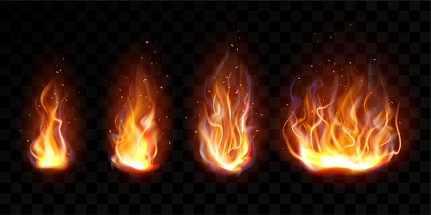 Free Vector | Realistic fire, torch flame set isolated clip art