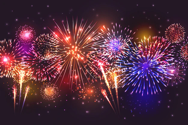 Free Vector | Realistic fireworks border illustration