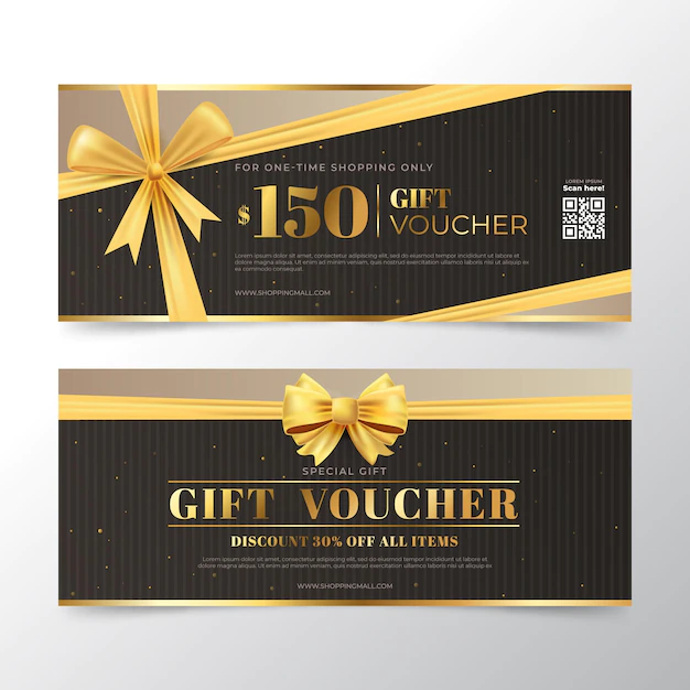 Free Vector | Realistic gift voucher banners pack