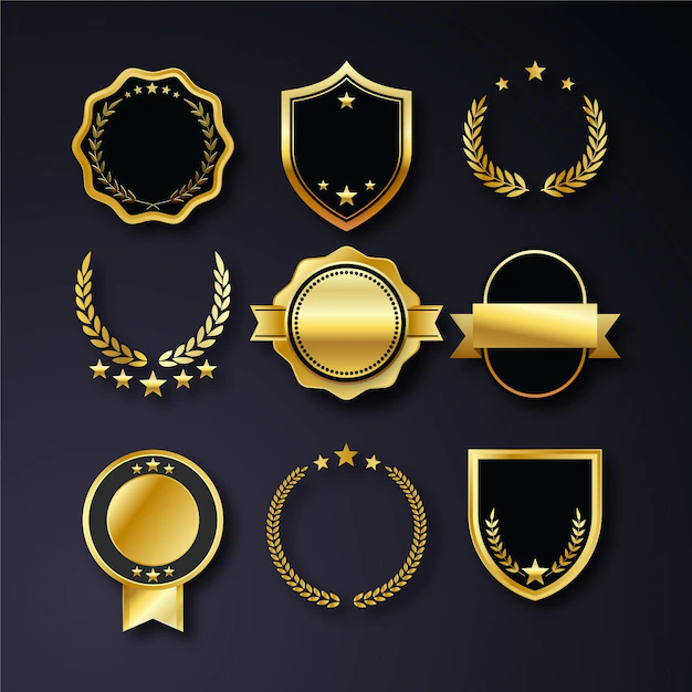 Free Vector | Realistic golden luxury badges collection