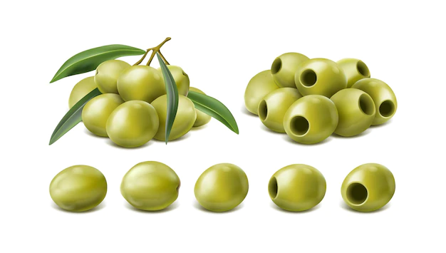 Free Vector | Realistic green olives isolated