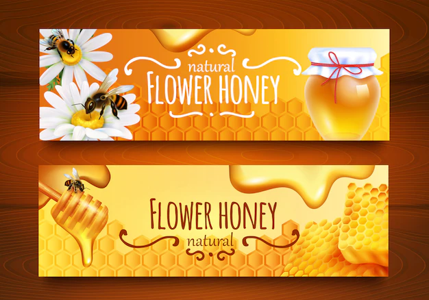 Free Vector | Realistic honey banners