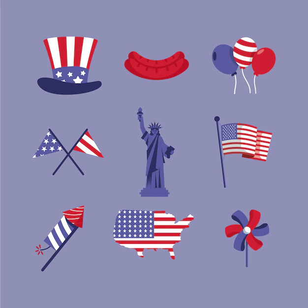 Free Vector | Realistic independence day element collection