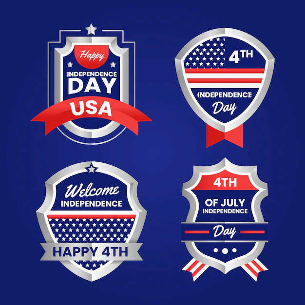 Free Vector | Realistic independence day label collection