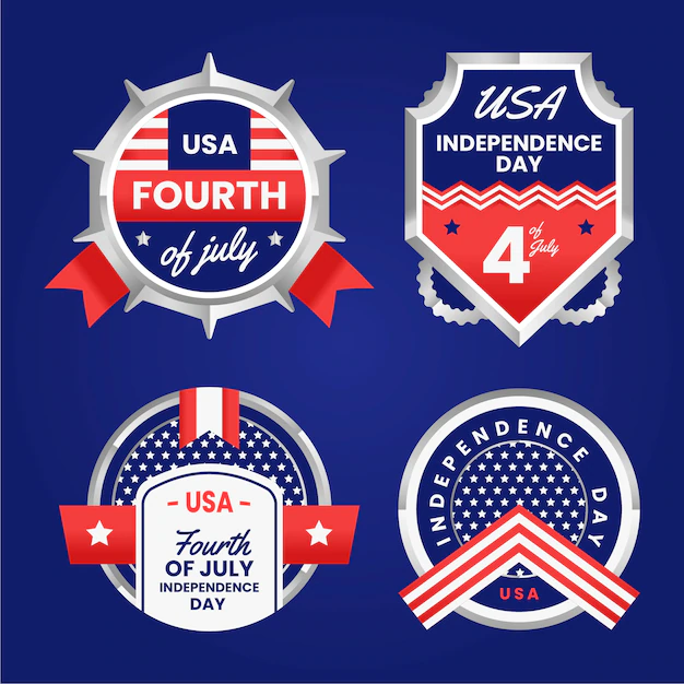 Free Vector | Realistic independence day label pack
