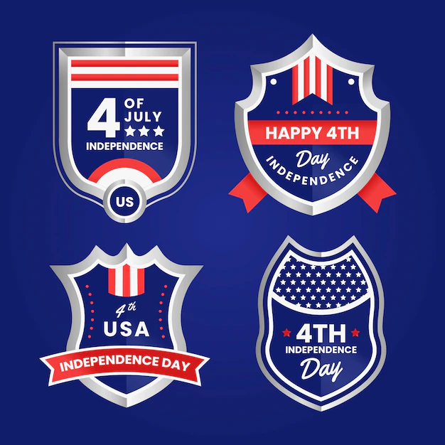 Free Vector | Realistic independence day label set