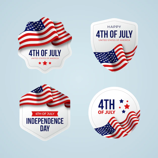Free Vector | Realistic independence day labels template