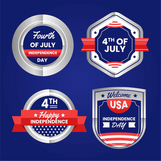 Free Vector | Realistic independence day logo collection