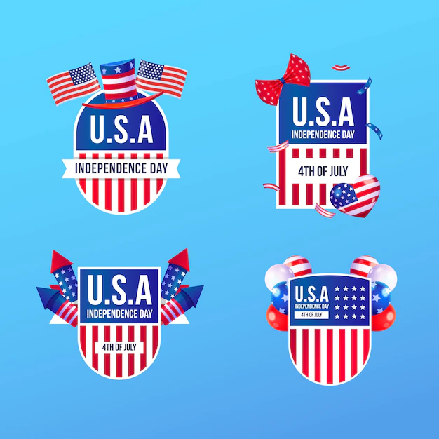 Free Vector | Realistic independence day logo pack