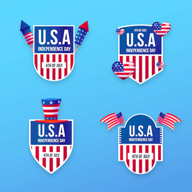 Free Vector | Realistic independence day logo set