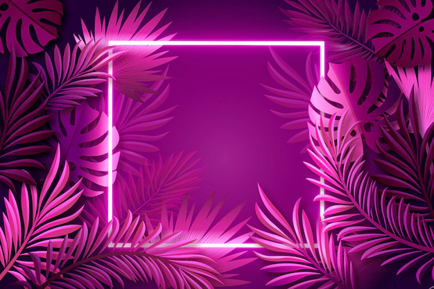 Free Vector | Realistic leaves with neon frame background