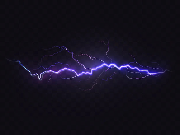 Free Vector | Realistic lightning isolated on black background. natural light effect, bright glowing