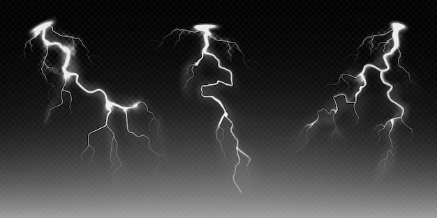 Free Vector | Realistic lightnings collection