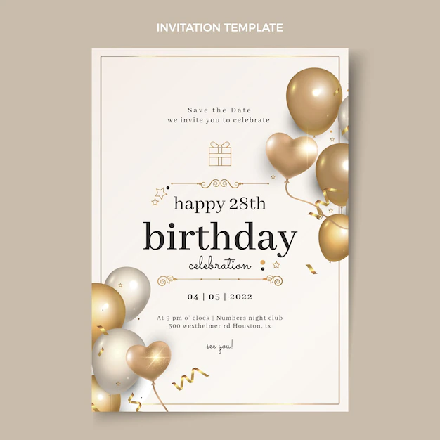 Free Vector | Realistic luxury golden birthday invitation