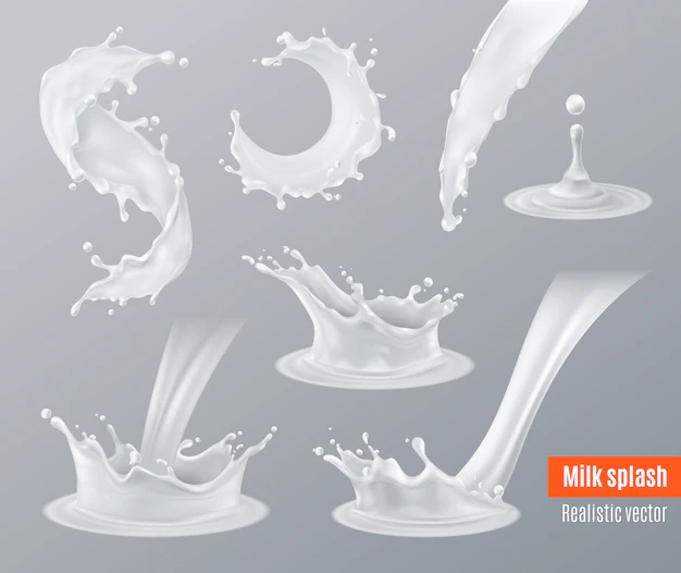 Free Vector | Realistic milk splashes set