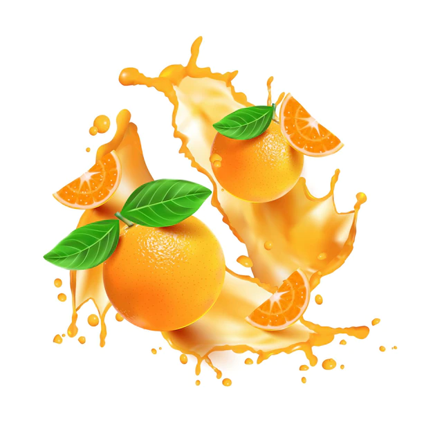 Free Vector | Realistic orange splash and fruit