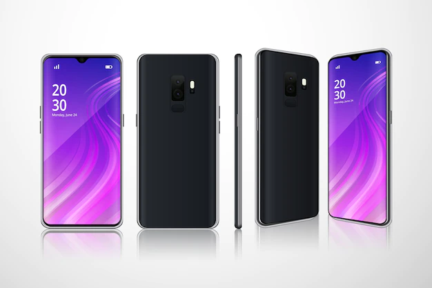 Free Vector | Realistic phones in different views