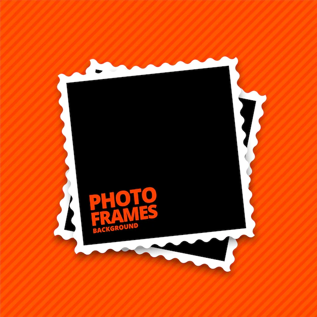 Free Vector | Realistic photo frames on orange background