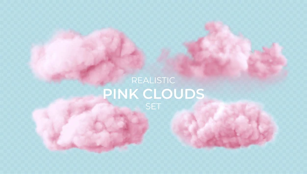 Free Vector | Realistic pink fluffy clouds set isolated on transparent