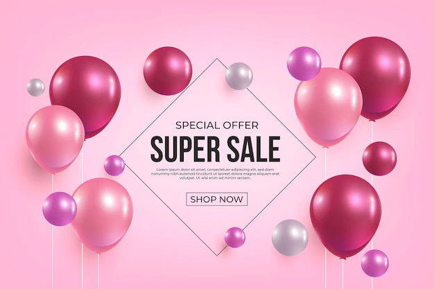 Free Vector | Realistic sale background with shiny balloons