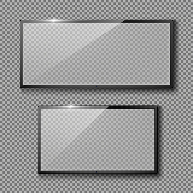 Free Vector | Realistic set with blank tv frames, black led displays or monitors
