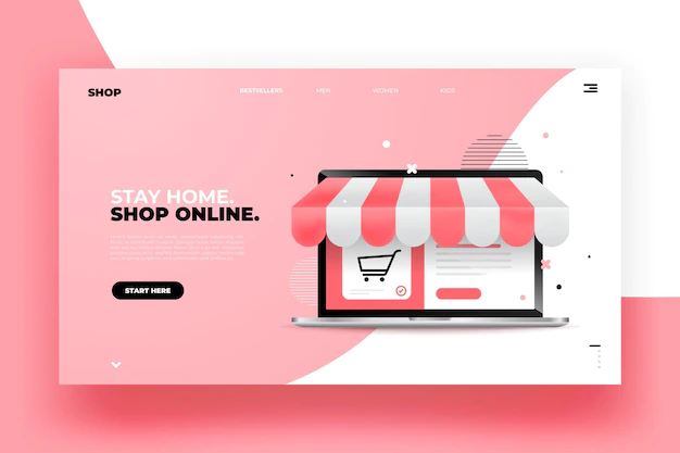 Free Vector | Realistic shopping online landing page