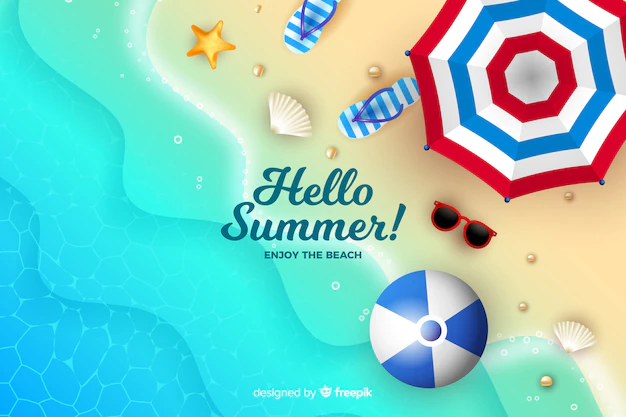 Free Vector | Realistic summer elements on a beach background