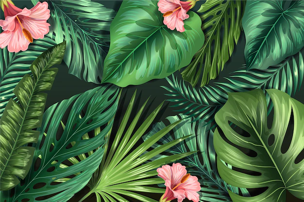 Free Vector | Realistic tropical leaves background