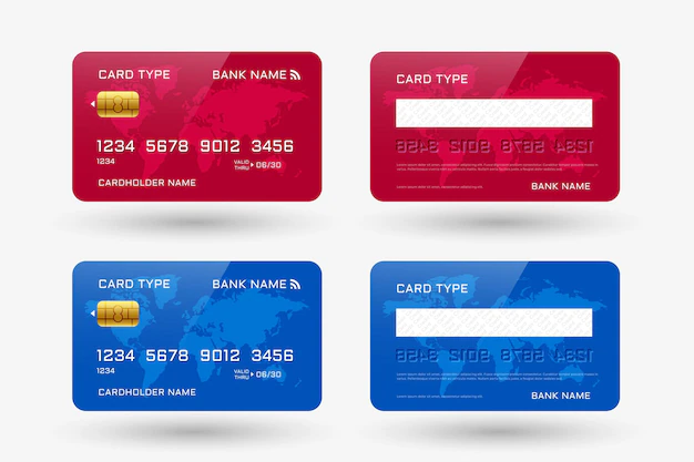 Free Vector | Red and blue credit card template