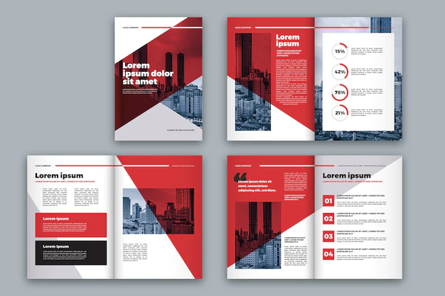 Free Vector | Red and white brochure template layout