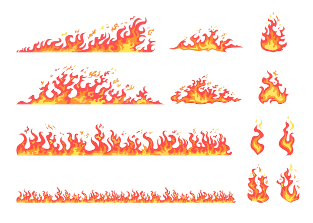 Free Vector | Red and yellow flame set