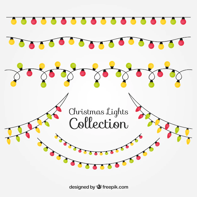 Free Vector | Red, green and yellow christmas lights