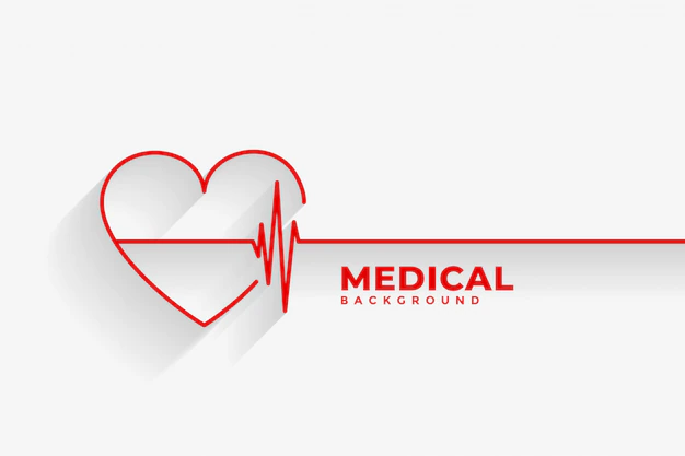 Free Vector | Red heart with heartbeat line medical background