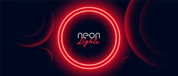 Free Vector | Red neon circle light frame banner design