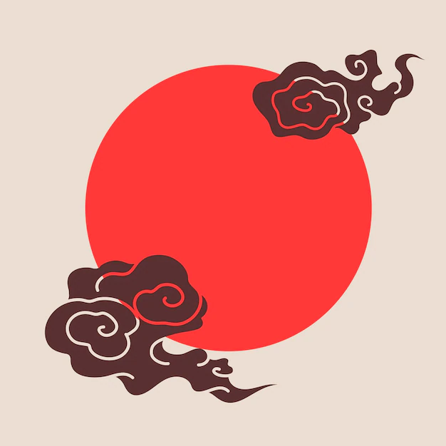 Free Vector | Red oriental frame, chinese cloud illustration vector