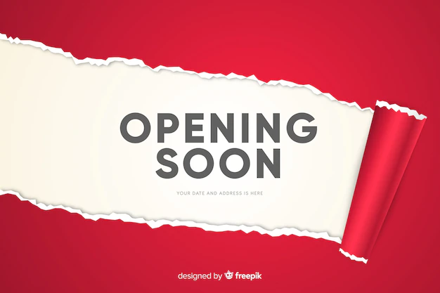 Free Vector | Red paper opening soon background realistic design